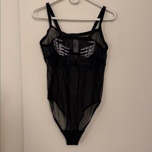 Torrid Black Bodysuit with Rhinestone Skeleton Hands